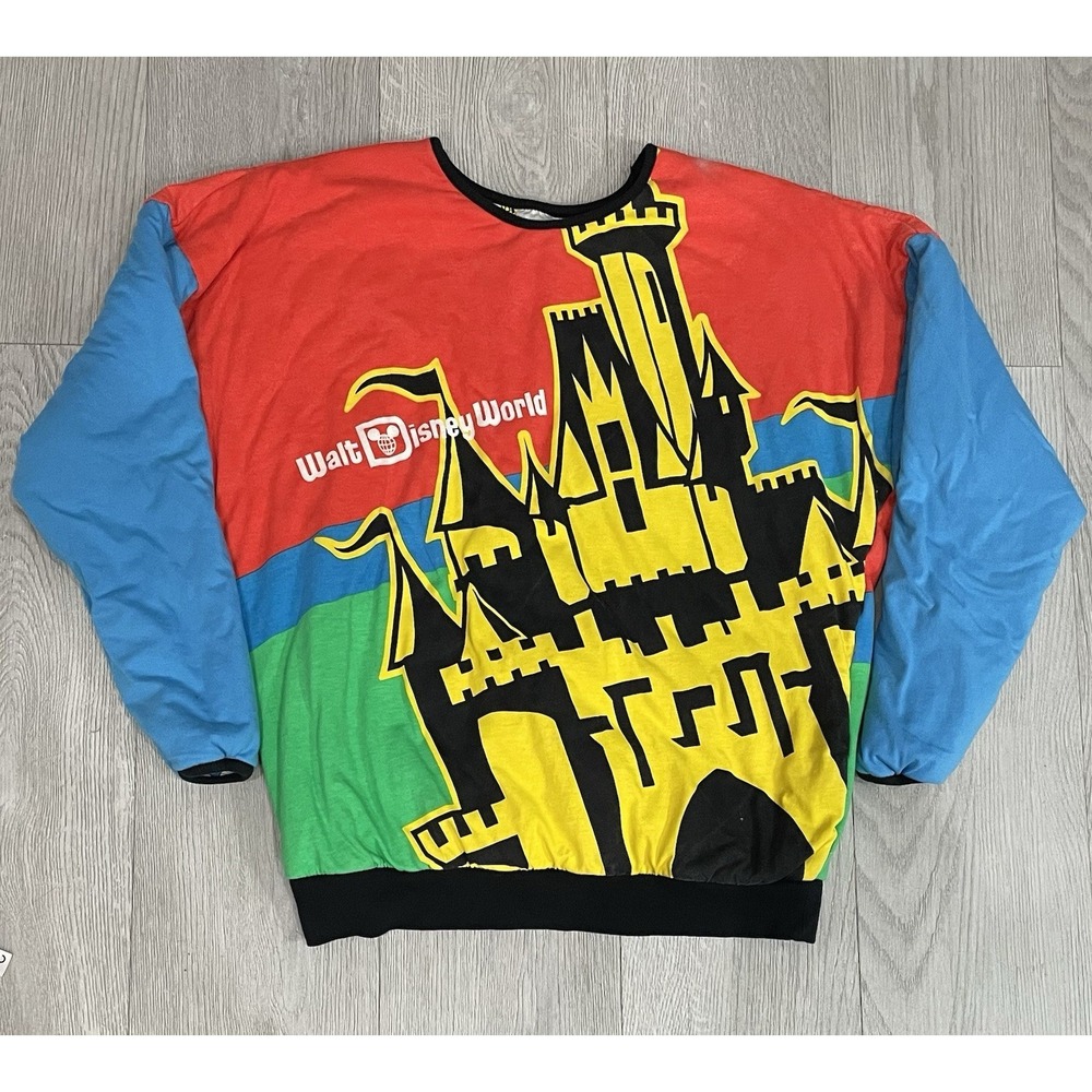 READ Walt Disney World Castle Reversible Pullover Sweater Multicolor‎ Size XS/S